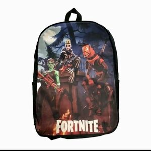 Fortnite Themed Backpack Unisex Black Multi Color Mesh Sides Pockets Padded Back